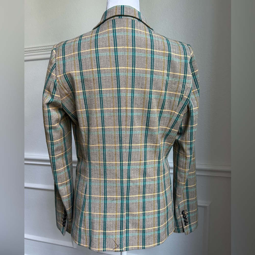 United Colors Of Benetton Plaid Vintage Blazer, Size 4 - Picture 4 of 8
